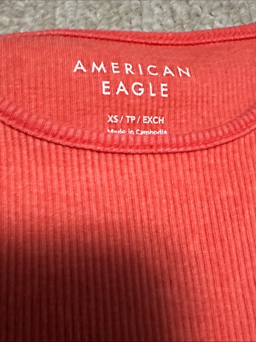 American Eagle Outfitters Coral-Red Ribbed Scoop Tank - Picture 2 of 3